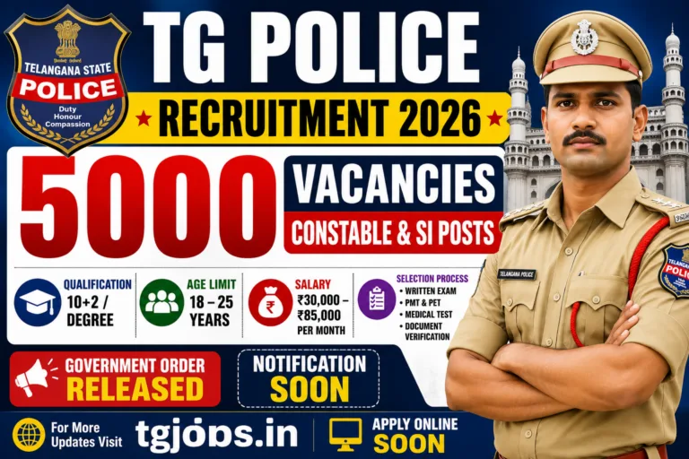 TG Police Recruitment 2026 Notification – 5000 Telangana Police Constable & SI Vacancies