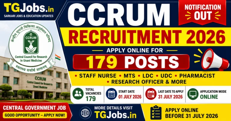 CCRUM Recruitment 2026 Notification Apply Online for 179 Staff Nurse MTS and More Posts